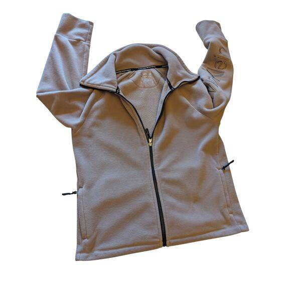Calvin Klein Performance Fleece Jacket Women Large Zip Beige Pink Soft Warm Cozy - Picture 3 of 12